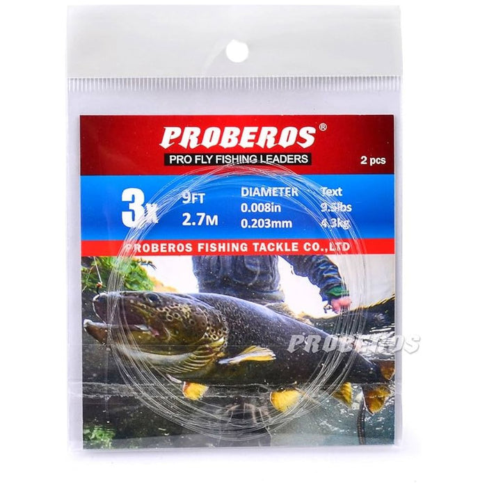 Proberos 6X Pro Fly Fishing leader 4Lb 9Ft Qty 2 - FishAndSave