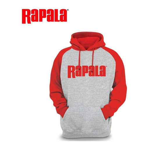 Rapala Hooded 100% Cotton Sweatshirt Size Large Grey Red - FishAndSave