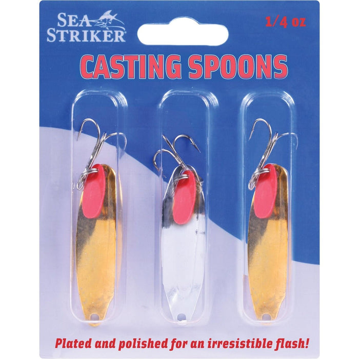 Sea Striker Casting Spoon with Teaser Tab 1/4 Oz, 2-1/4" Qty 3 - FishAndSave