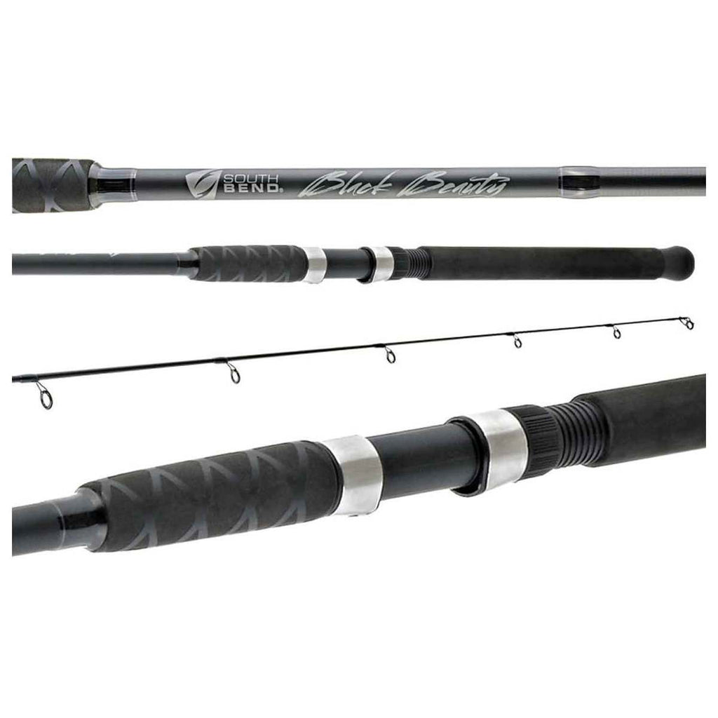 black beauty fishing pole B'n'M Blacl183w Diamond Jig 18ft 3pc Weighted Handle Glossy black with red accent stripes South Bend Black Beauty 2
