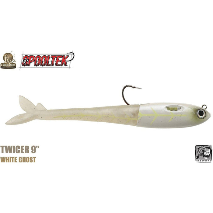 Spooltek Twicer 9" 4 - 1/2 oz. #7/0 Extra Heavy White Ghost - PlasticsSpooltekadded to daily deal810016239697FishAndSave