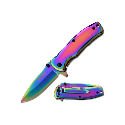 Tac-Force TF-848RB Spring Assisted Knife 2.75" Rainbow TiNite - FishAndSave