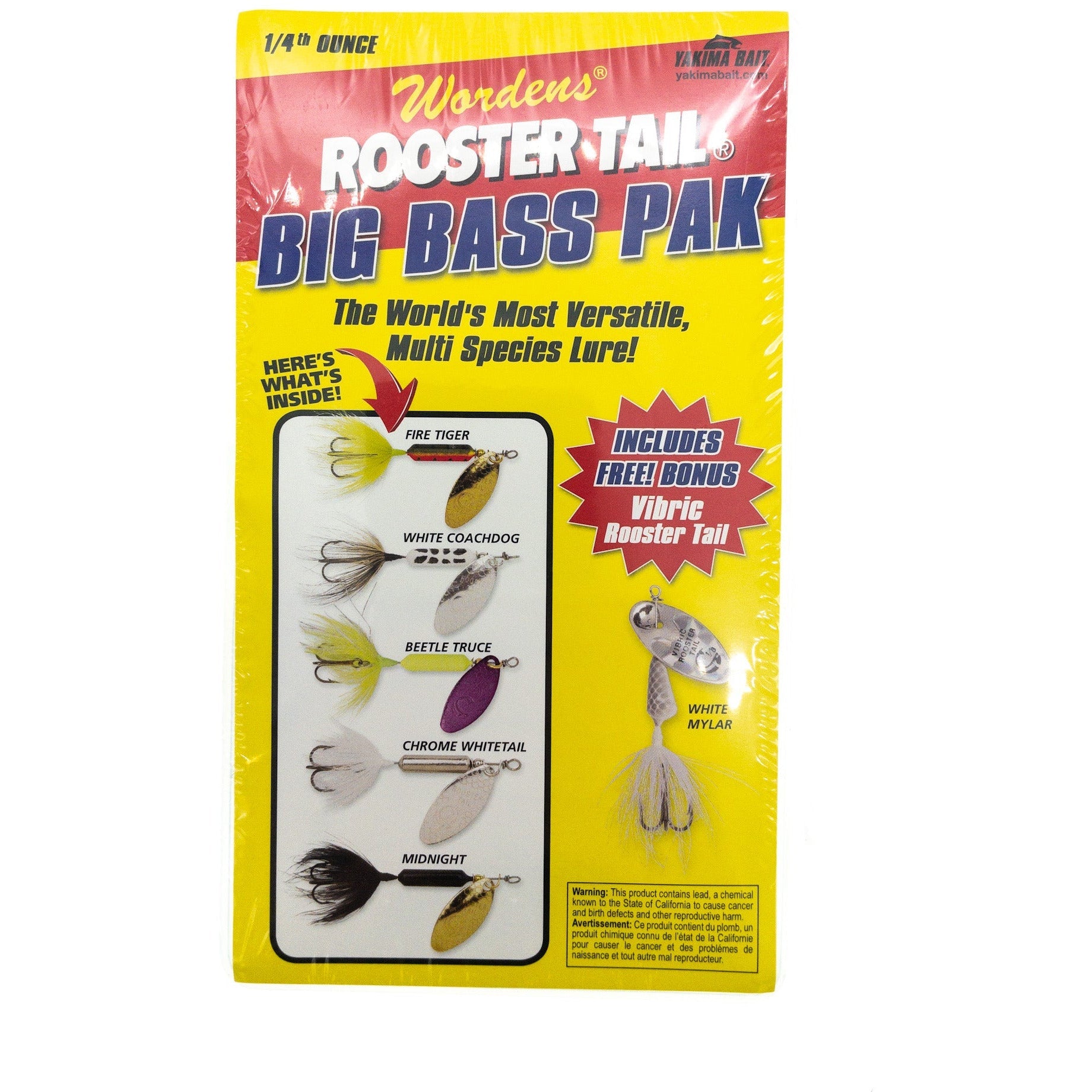 Wordens Rooster Tail Big Bass Pack 6 Pack w Plano Box 1/4 oz. - FishAndSave