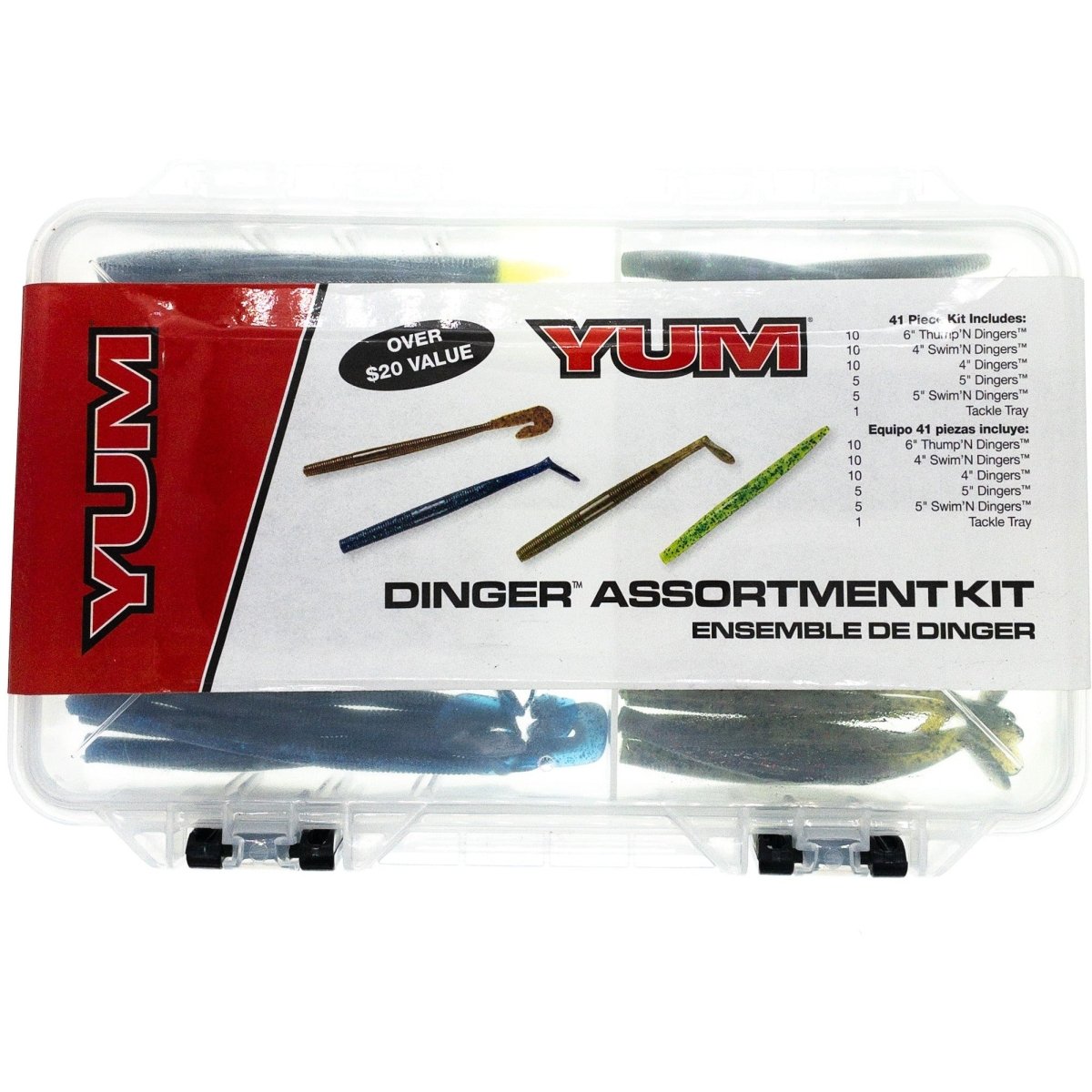 Yum Dinger 41 Pc Assorted Soft Fishing Baits w Plano Box FishAndSave